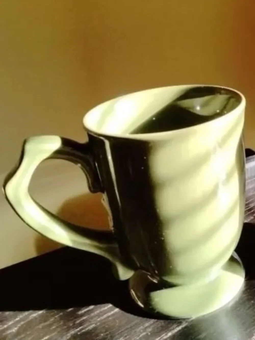 Two Vintage Green Gibson Pedestal Mugs